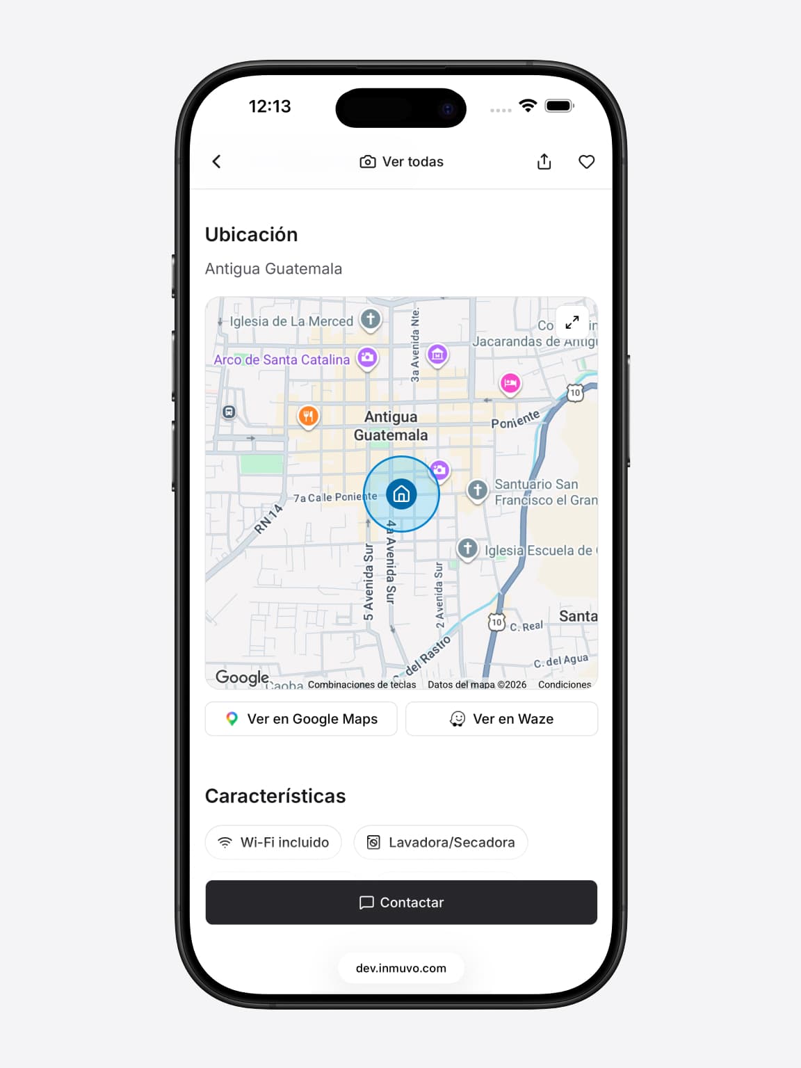 Mapa de un listado público en Inmuvo con ubicación aproximada